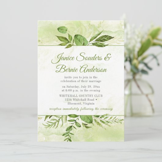 緑に囲まれた水の色のスプラッシュ結婚ズ 招待状 (スタンド正面)