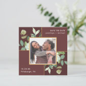 緑に囲まれた美しいバーガン結婚ディ セーブザデート (スタンド正面)