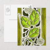 緑に彫葉りた手彫り ポストカード (正面/裏面)