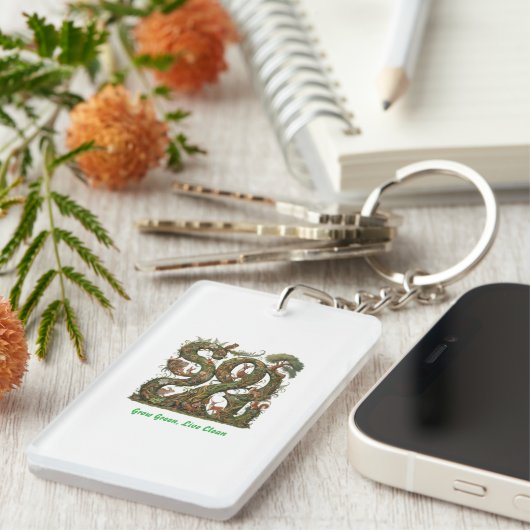 緑に成長し、清潔に生きる キーホルダー (正面右)