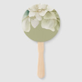 緑に染み付いたエレガントなウェディングモノグラムの葉 ハンドファン (裏面)