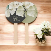 緑に染み付いたエレガントなウェディングモノグラムの葉 ハンドファン