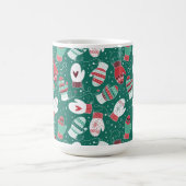 緑に染み込んだ冬のクリスマスミッテンス コーヒーマグカップ (中央)