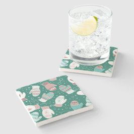 緑に染み込んだ冬のクリスマスミッテンス ストーンコースター