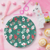 緑に染み込んだ冬のクリスマスミッテンス ペーパープレート (パーティー)