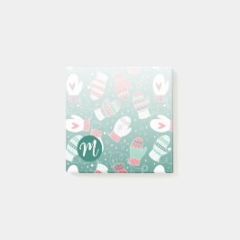 緑に染み込んだ冬のクリスマスミッテンス ポストイット