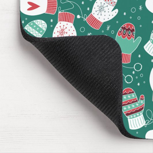 緑に染み込んだ冬のクリスマスミッテンス マウスパッド (コーナー)