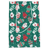 緑に染み込んだ冬のクリスマスミッテンス ミディアムペーパーバッグ (正面)