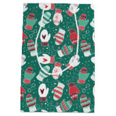 緑に染み込んだ冬のクリスマスミッテンス ミディアムペーパーバッグ (裏面)