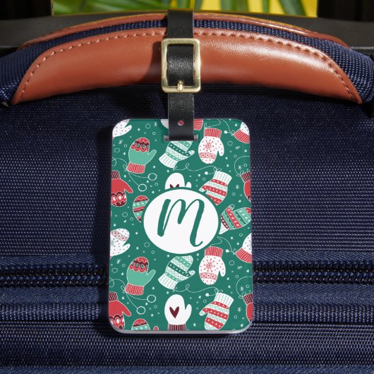 緑に染み込んだ冬のクリスマスミッテンス ラゲッジタグ (正面インサイチュ2)