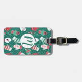 緑に染み込んだ冬のクリスマスミッテンス ラゲッジタグ (正面横)