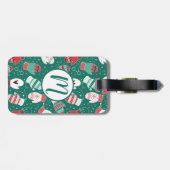 緑に染み込んだ冬のクリスマスミッテンス ラゲッジタグ (裏面横)