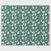 緑に染み込んだ冬のクリスマスミッテンス ラッピングペーパー (フラット)