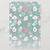 緑に染み込んだ冬のクリスマスミッテンス 便箋 (正面/裏面)