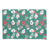 緑に染み込んだ冬のクリスマスミッテンス 枕カバー (正面)