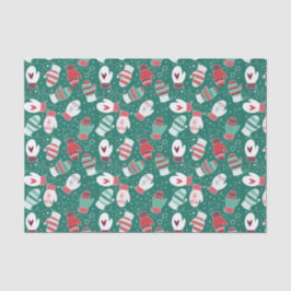 緑に染み込んだ冬のクリスマスミッテンス 薄葉紙