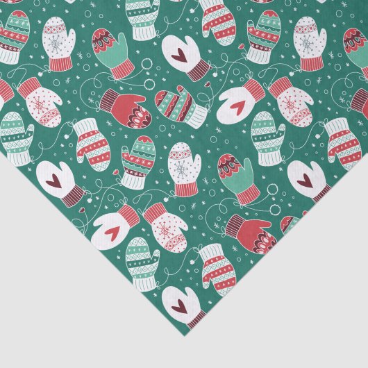 緑に染み込んだ冬のクリスマスミッテンス 薄葉紙 (詳細)