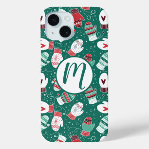 緑に染み込んだ冬のクリスマスミッテンス iPhone 15ケース