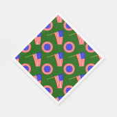 緑に浮かぶ愛国的なアメリカ国旗の模様 スタンダードランチョンナプキン (角)