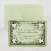緑に白いバラ 黒いフレーム付き RSVP (正面/裏面)