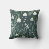 緑に白い雪の花 クッション (裏面)