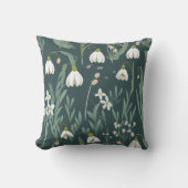 緑に白い雪の花 クッション (正面)
