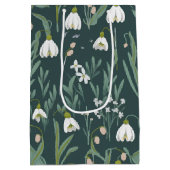 緑に白い雪の花 ミディアムペーパーバッグ (裏面)