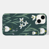 緑に白い雪の花 Case-Mate iPhoneケース (裏面 (横))