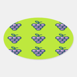 緑に紫の葡萄 楕円形シール