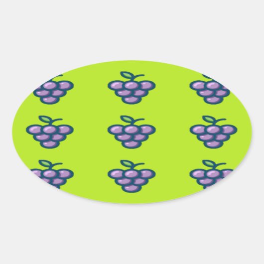 緑に紫の葡萄 楕円形シール (正面)