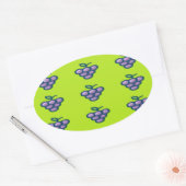 緑に紫の葡萄 楕円形シール (封筒)