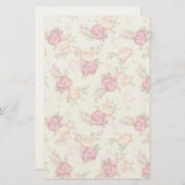 緑に美しい色の牡丹模様 便箋 (正面/裏面)