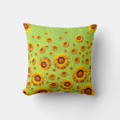 緑に美しい黄色い花抽象芸術 クッション (正面)