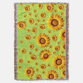 緑に美しい黄色い花抽象芸術 スローブランケット (正面縦)