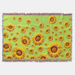緑に美しい黄色い花抽象芸術 スローブランケット