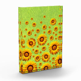 緑に美しい黄色い花抽象芸術 フォトブロック