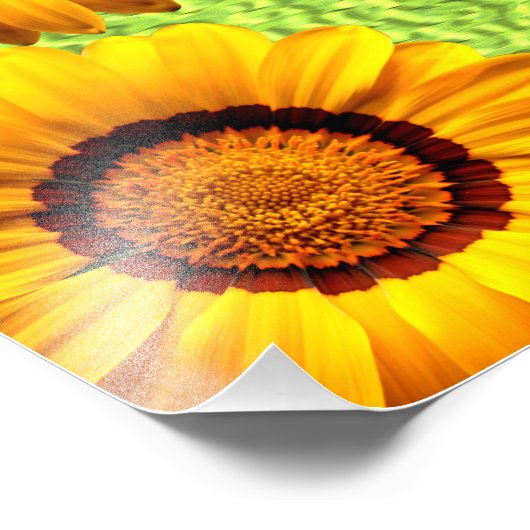 緑に美しい黄色い花抽象芸術 フォトプリント            (角)