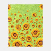 緑に美しい黄色い花抽象芸術 フリースブランケット (正面)
