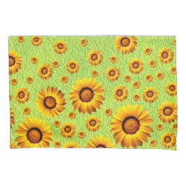 緑に美しい黄色い花抽象芸術 枕カバー