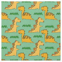 緑に草が生えた茶色の恐竜