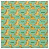 緑に草が生えた茶色の恐竜 ファブリック (見本)