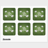 緑に蓮の花を付けたオムシンボル スクエアシール (シート)