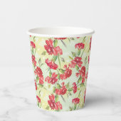 緑に蝶がついた赤いカーネーション 紙コップ (裏面)