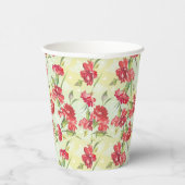 緑に蝶がついた赤いカーネーション 紙コップ (右)