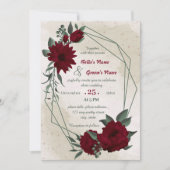 緑に覆われた花の幾何結婚性の 招待状 (正面)