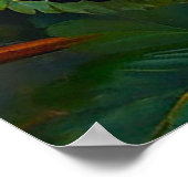 緑に覆われた茂みの熟したブラックベリー ポスター (角)