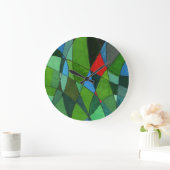 緑に赤いアクセントカッコいいを持つ緩やかに湾曲したセル ラージ壁時計 (ホーム)