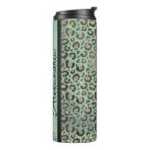 緑に輝くヒョウの印パーソナライズされた刷 タンブラー (回転左)