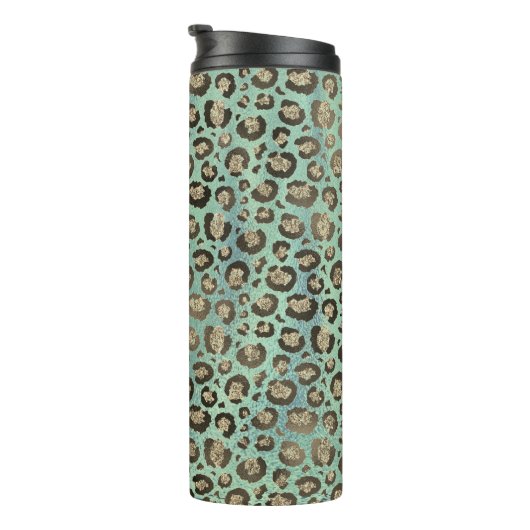 緑に輝くヒョウの印パーソナライズされた刷 タンブラー (回転右)
