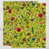 緑に野生の花と蛾 (正面/裏面)